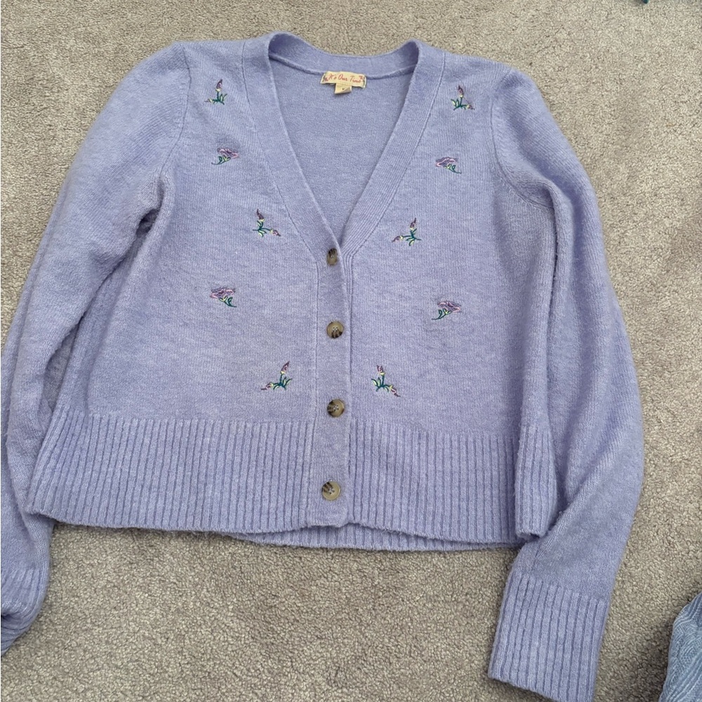 It's Our Time Lavender Embroidered Cardigan